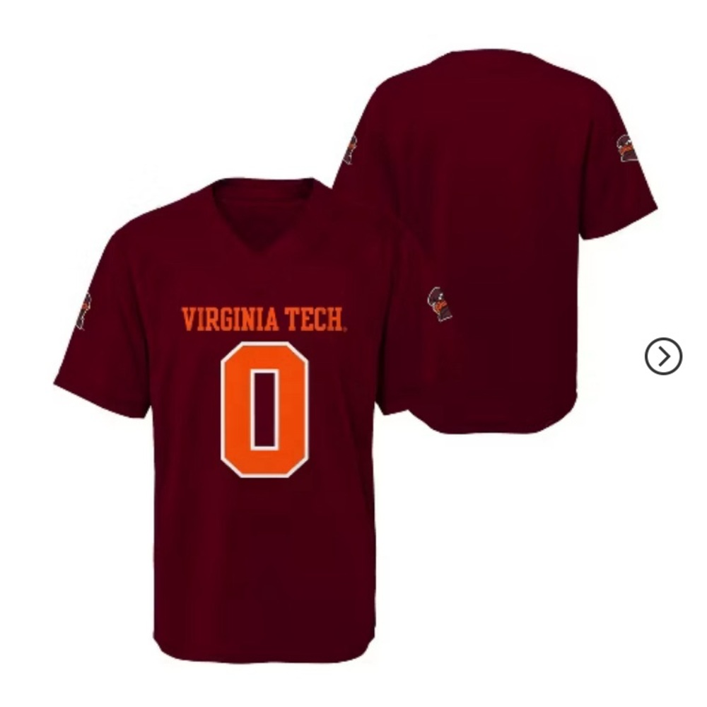 NWT Virginia Tech Hokies Boys' Short Sleeve Jersey officially licensed NCAA, XL